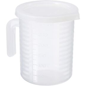 PATIKIL Graduated Beaker, 500ml PP Plastic Liquid Measuring Cup Double Sided Graduations with Handle Lid and Spout for Lab Kitchen Home