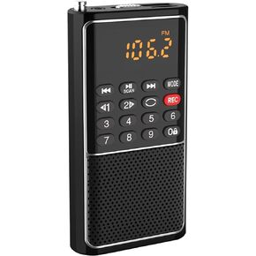 BOESPATR Mini FM Radio Portable MP3 Walkman with Recorder, TF Card USB Player, Home and Outdoor Pocket Radio, Rechargeable Battery Operation, Pull Rod Antenna, Good Reception