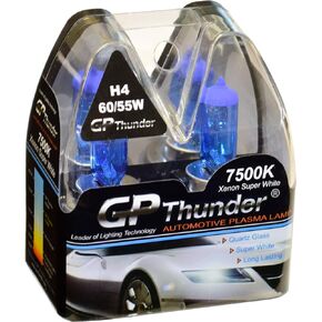 GP Thunder SGP75-H4 Super White 7500K 55W/60W Xenon Quartz Light Bulb, (Pack of 2)