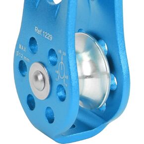 Zyyini Fixed Side Pulley, Light Weight Aviation Aluminum Fixed Side Pulley Single Wheel Lifting Rope Pulley Block for Mountaineering and Engineering Protection(Blue)