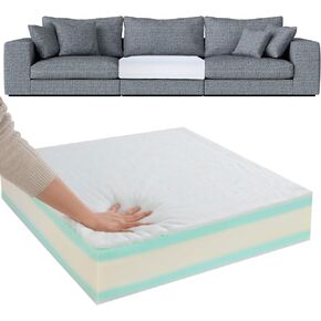 HOMBYS Memory Foam Couch Cushion Replacement, High Density Upholstery Foam Wrapped with Memory Foam & Polyester Batting, Sofa Cushions Inserts with Dacron Fiber Layer,with Removable Cover,8"x24"x24"