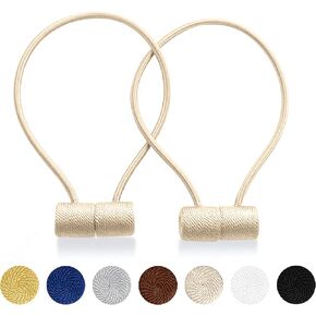 XDerlin Curtain Tiebacks Clips VS Strong Magnetic Tie Band Home Office Decorative Drapes Weave Holdbacks Holders European for Blackout Sheer Window Treatment (White)