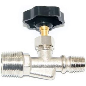 Joywayus Adjustable Needle Valve Male Thread 1/4" NPT x 1/4" NPT Brass Nickel Plated Anti-Rust Flow Control Straight Connection