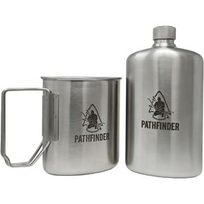 The Pathfinder School Stainless Steel Nesting Cup & M34 Scout Canteen - Survival Gear and Supplies - Bushcraft Gear Camping Essentials - Hiking Water Bottle - Camping Gear - Backpacking Gear