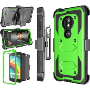 Njjex for Moto E5 Play Case, for Motorola E5 Cruise/Moto E5 GO Holster Clip, [Nbeck] Heavy Duty Built-in Screen Protector Rugged Locking Swivel Belt Clip Kickstand Hard Shell Phone Cover [Green]
