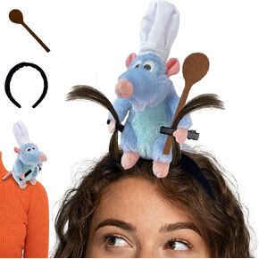 Kobataro Remy Headband Shoulder Rat Plush Mouse Stuffed Animal Toy Hair Clips Spoon Set for Adults Women