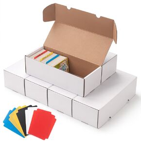 6 Pack Trading Card Storage Box,Cardboard Sports Game Card Storage Collector Boxes with 10 PCS Dividers,Card Organizer for Baseball Football Basketball Cards,Hold 3,600 Standard Trading Cards