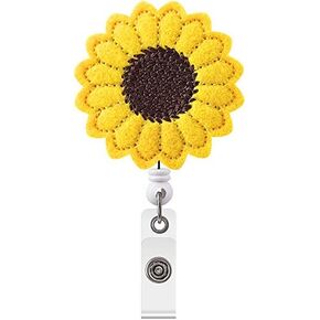 Badge Reel Holder, Accurate Stitching, Sunflower Retractable Badge Reels Reinforced Strap, Badge Clip for Kids, Badge Reel with Alligator Clip, Great Badge Holder for Women (1)