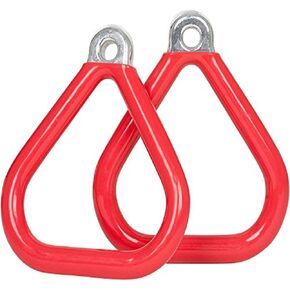 Swing Set Stuff Commercial Coated Triangle Trapeze Rings with SSS Logo Sticker, Red