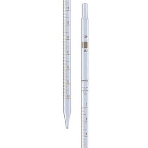 Borosil® Reusable Class A Mohr (Measuring) Pipettes (Pipets) with Permanent Amber Graduations and Individual Serial Numbers, Individual Certificate, 1mL (0.10ml Intervals), 10/CS
