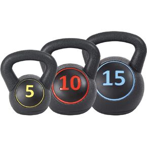 US Weight Plastic Kettlebell Set - 5, 10, and 15 Pound Kettlebells