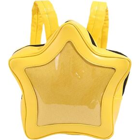Vobomo Yellow Star Kawaii Backpack PU Leather Ita Bag Backpack Y2k Shoulder Bag Aesthetic Cute Backpack (Yellow)