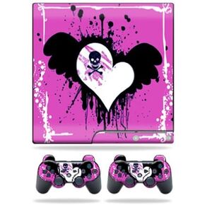MightySkins Skin Compatible with Sony Playstation 3 PS3 Slim Skins + 2 Controller Skins Sticker Poison Heart