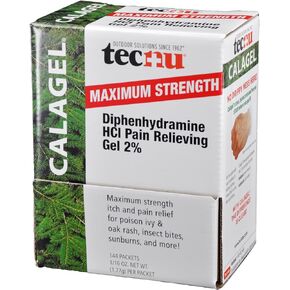 Calagel Tec Labs Tecnu Anti-Itch Gel, Maximum Strength Itch Relief for Rashes, Bug Bites, Stings & Minor Burn Relief – 1/16 Ounce Packets, 144 Count Dispenser, Dispenser Box