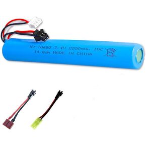HHZ 7.4V 2000mAh Gel Ball Water Bead Blaster Gun Battery Li-ion Battery for Splatter Ball Gun SRB 1200 400 400-SUB