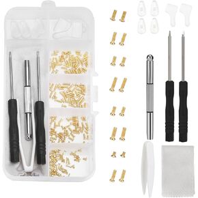 Gold Eyeglass Repair Tool Kit Eye Glass Repair Kit Eye Glasses Repairing Screwdriver Set with Eyeglass Screws, Nose Pads, Small Screwdriver, Tweezers for Glasses Sunglasses Watch Clock Repair