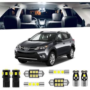 ENDPAGE 8-Pieces RAV4 LED Interior Light Kit for Toyota RAV4 2006 2007 2008 2009 2010 2011 2012 2013 2014 2015 White 6000K Interior LED Lighting Package + License Plate Lights, Install Tool