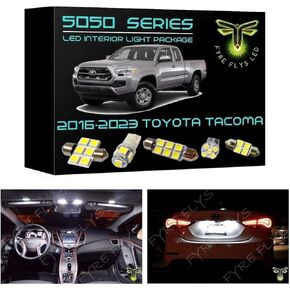 Fyre Flys 9 Piece White LED Interior Lights for 2016-2023 Toyota Tacoma 6000K 5050 Series SMD Package Kit and Install Tool