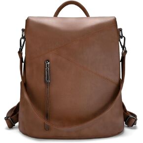 molshine Vegan Leather Anti Theft Backpack,Fashion Casual Travel Rucksack Bag Shoulder Daypack Handbags for Women HB041 (Brown)