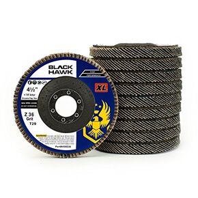 BHA High Density Zirconia Flap Discs Jumbo Grinding Wheels XL Type 27, 4.5" x 7/8", 36 Grit - 10 Pack