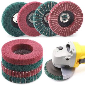 Keadic 8PCS 4 Inch Red & Green Nylon Fiber Flap Discs Set, 120 180 240 320 Grit Assorted Sanding Grinding Buffing Wheels for Angle Grinder, Polishing Tools