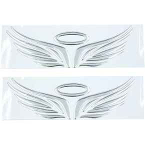X AUTOHAUX 2pcs Silver Tone Angel Wings Pattern Auto Car Sticker 3D Reflective Decal