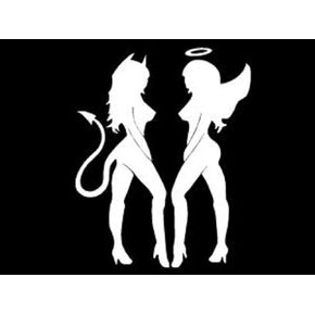 CCI Creative Concept Ideas Sexy Angel Devil Mud Flap Girls Decal Vinyl Sticker|Cars Trucks Vans Walls Laptop| White|5.5 X 4.4 in Decal CCI280