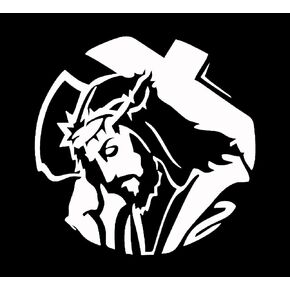 Jesus Carrying Cross Christian Decal Vinyl Sticker|Cars Trucks Vans Walls Laptop| White |5 x 5 in|CCI1068