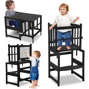 برج قائم متعدد الوظائف للأطفال 3 في 1 من COSYLAND، مقعد للأطفال في المطبخ مع سبورة بيضاء وطاولة مكتب وكرسي، يتمتع بتصميم فريد حاصل على براءة اختراع، FSC، CPC، SOR، CE طبيعي in Kuwait