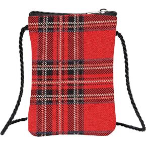 Signare Tapestry Mini Crossbody Phone Bag, Ladies Purse for Phone, Mobile Phone Bag, Phone Purse, Smart Phone Bag in Royal Stewart Tartan Design (SMART-RSTT)