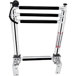 Mojiate Made Stainless Steel Boat Ladder 4-Step, Telescoping Transom Ladder, Self-Lock Transom Mount Brackets, Rated to 400 Pounds