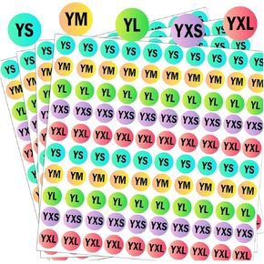 Youth Clothing Size Stickers 1 inch Round Adhesive Clothing Size Labels Tshirt Size Stickers Holder Labels Organizer Sticker for Shoe Retail 1000pcs