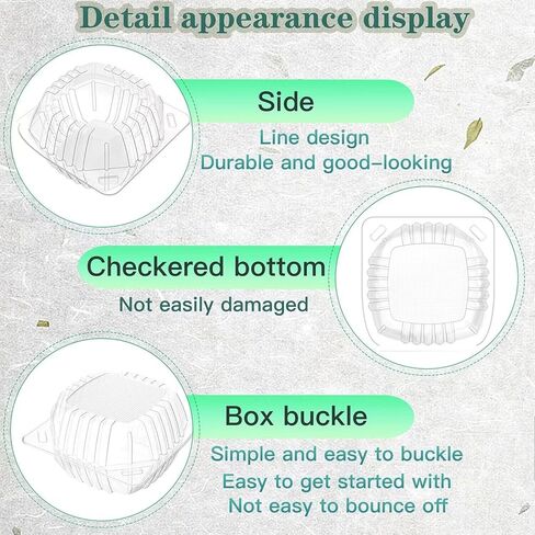 iHomeSet 200 قطعة من البلاستيك الشفاف السميك صدفي لتناول الطعام في الخارج، حاويات طعام للاستعمال مرة واحدة مع أغطية، مقاس 5.5 × 5.5 × 3.3 بوصة للسلطة والحلوى ومستلزمات المخابز in Kuwait