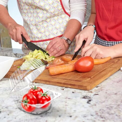 iHomeSet 200 قطعة من البلاستيك الشفاف السميك صدفي لتناول الطعام في الخارج، حاويات طعام للاستعمال مرة واحدة مع أغطية، مقاس 5.5 × 5.5 × 3.3 بوصة للسلطة والحلوى ومستلزمات المخابز in Kuwait