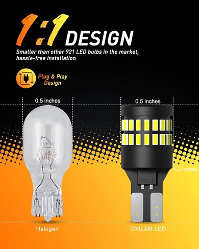 OXILAM 912 921 LED Bulbs for Backup Reverse Light Bulbs, W16W T15 LED Bulb Direct Back Up Replacement Bulb, Pack of 2 in Saudi Arabia