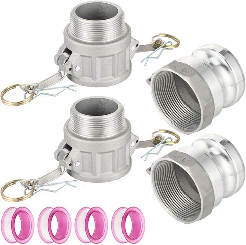 Hicarer 2 Pcs Type B NPT Global Cam Groove Hose Fitting and 2 Pcs Type F NPT Aluminum Cam Lock Fittings Camlock Gasket Fitting for Industrial Agriculture (1 Inch) in Saudi Arabia