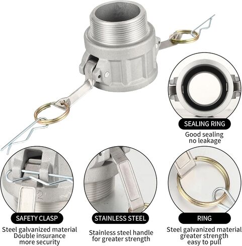 Hicarer 2 Pcs Type B NPT Global Cam Groove Hose Fitting and 2 Pcs Type F NPT Aluminum Cam Lock Fittings Camlock Gasket Fitting for Industrial Agriculture (1 Inch) in Saudi Arabia