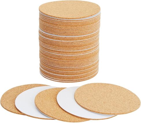 Juvale 50 Pack Self-Adhesive Cork Coaster Backing Sheets - Round 1/8" Circles for DIY Crafts (3.5 Inch Diameter) in Saudi Arabia