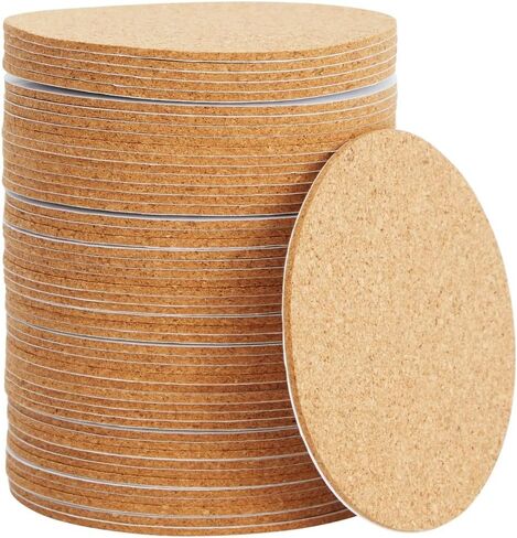 Juvale 50 Pack Self-Adhesive Cork Coaster Backing Sheets - Round 1/8" Circles for DIY Crafts (3.5 Inch Diameter) in Saudi Arabia