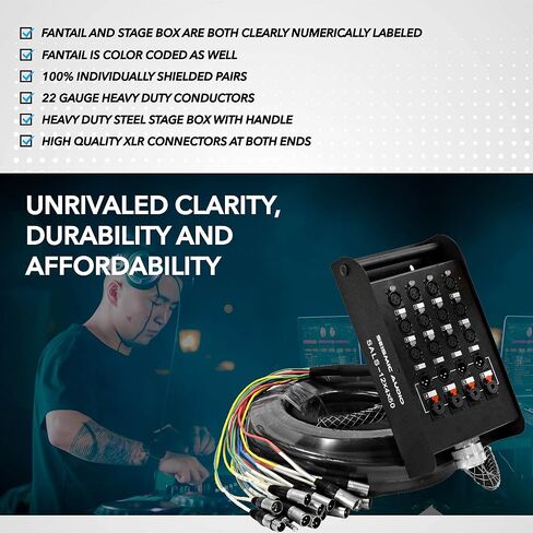 الصوت الزلزالي - SALS-12x4x50 - كابل ثعبان XLR ذو 12 قناة 50 بوصة (XLR و1/4 بوصة TRS) للتسجيل والمسرح واستخدام الاستوديو in Saudi Arabia