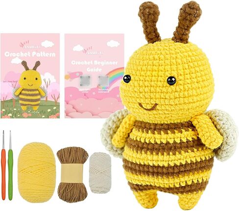 litlamigu Learn to Crochet Kit - Cat Amigurumi Crochet Animals Kit for Adults and Kids! Beginner Starter Crochet Kit, Step-by-Step Video Tutorials, 60%+ Soft Yarn, Keychain, Accessories in Saudi Arabia
