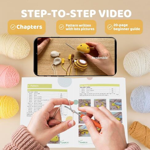 litlamigu Learn to Crochet Kit - Cat Amigurumi Crochet Animals Kit for Adults and Kids! Beginner Starter Crochet Kit, Step-by-Step Video Tutorials, 60%+ Soft Yarn, Keychain, Accessories in Saudi Arabia