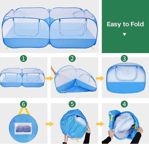 Jhua Pet Playpen for Small Animals, Portable Chicken Run with Detachable Bottom and Cover, Foldable Chicken Coop Indoor Outdoor Pet Pen with Transparent Mesh Walls for Chicken Duck Puppy Cat Rabbit in Saudi Arabia