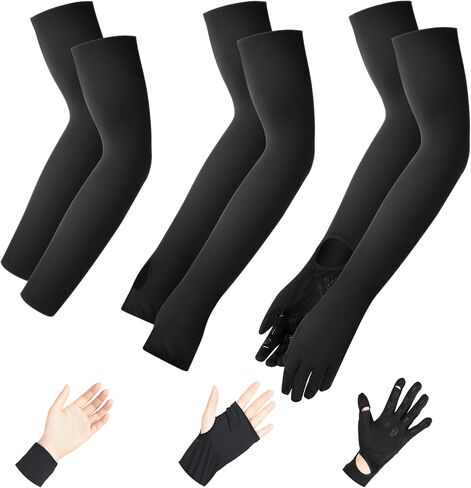 Cotwinter 3 Pairs UV Sun Protection Arm Sleeves Cooling Sports Sleeve Compression Arm Sleeves for Women Men Sleeve Covers for Arms in Saudi Arabia