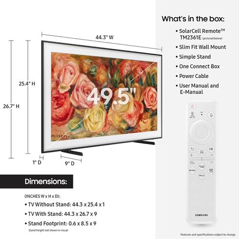 SAMSUNG 55-Inch Class QLED 4K LS03D The Frame Series Quantum HDR Smart TV w/ Dolby Atmos, Art Mode, Anti-Reflection, Customizable Frame, Slim Fit Wall Mount with Alexa Built-In (QN55LS03D, 2024 Model) in Saudi Arabia
