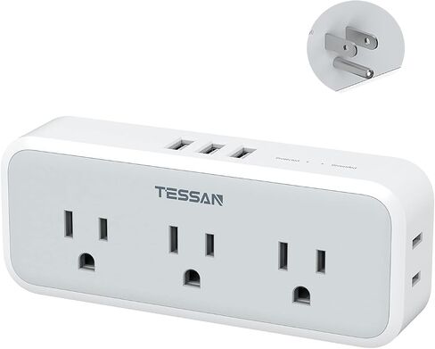 Multi Plug Outlet Splitter, TESSAN Surge Protector 5 Outlet Extender with 3 USB Wall Charger, 3-Sided Multiple Plug Expander for Home Office Dorm Room Essentials in Saudi Arabia