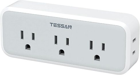 مقسم منافذ متعددة المكونات، موسع TESSAN Surge Protector 5 منافذ مع 3 شاحن حائط USB، موسع قابس متعدد ثلاثي الجوانب للمنزل والمكتب وأساسيات غرفة النوم in Kuwait