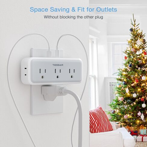 Multi Plug Outlet Splitter, TESSAN Surge Protector 5 Outlet Extender with 3 USB Wall Charger, 3-Sided Multiple Plug Expander for Home Office Dorm Room Essentials in Saudi Arabia