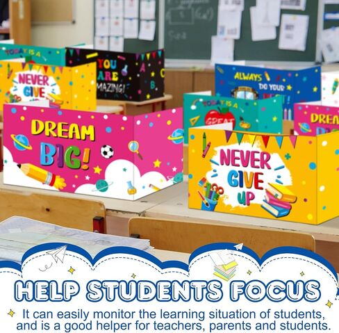 Harloon 24 Pcs Inspirational Privacy Folders for Students Classroom Desk Divider Large Corrugated Privacy Folders Study Carrel Privacy Boards for Student Testing Reduces Distraction (Stationery) in Saudi Arabia