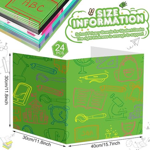 Harloon 24 Pcs Inspirational Privacy Folders for Students Classroom Desk Divider Large Corrugated Privacy Folders Study Carrel Privacy Boards for Student Testing Reduces Distraction (Stationery) in Saudi Arabia